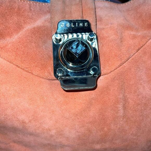 Celine RARE Dimitri Large Suede Satchel in Burnt Ochre - Picture 3 of 16
